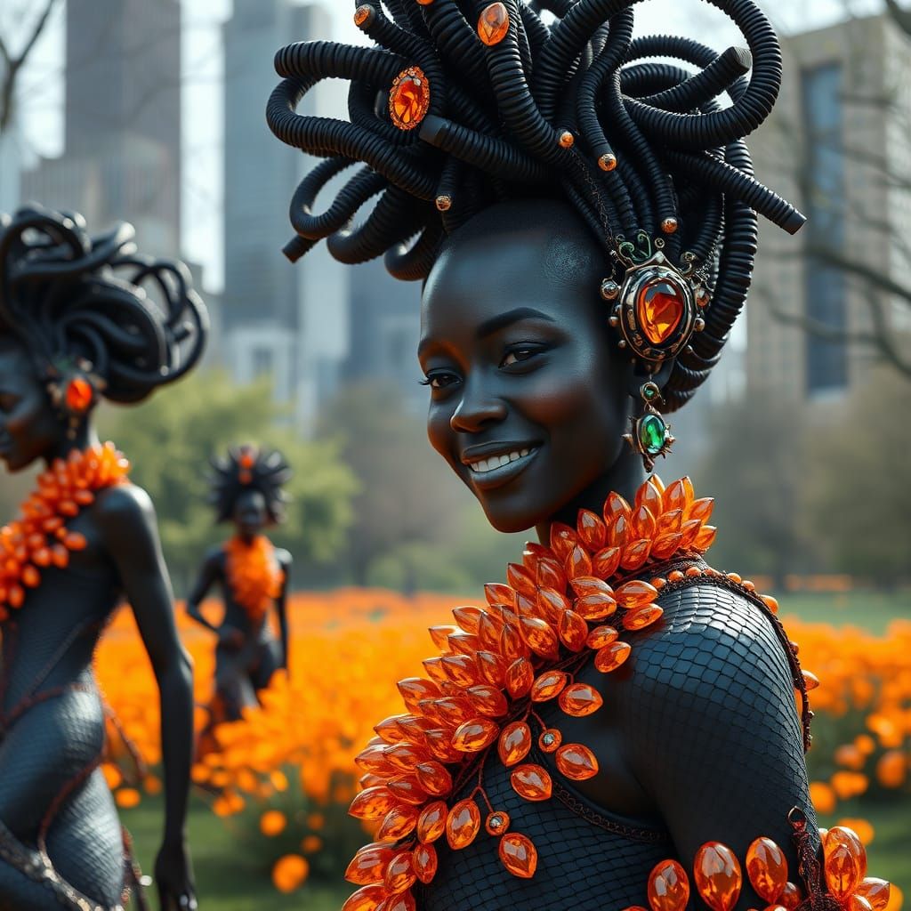 Land Art Fashion Show in Central Park, Hyperdetailed