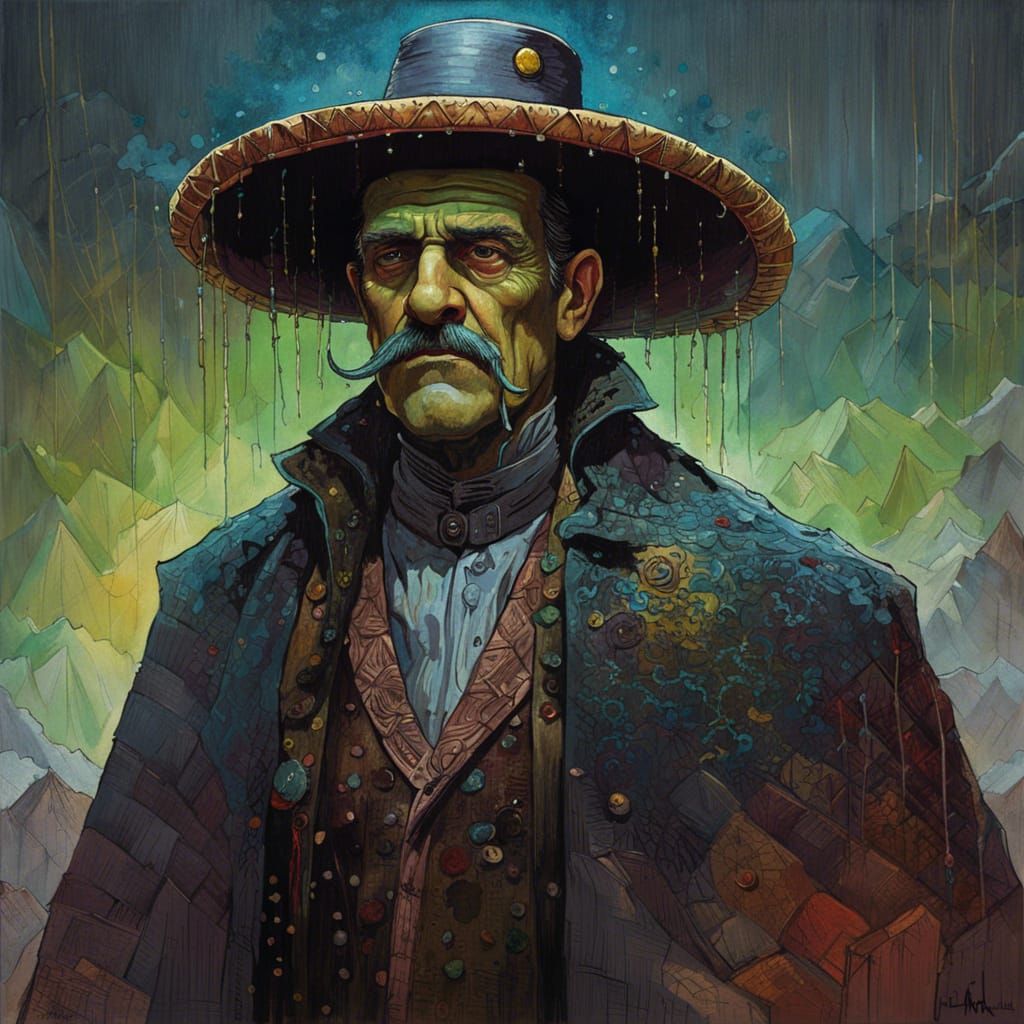 Frankenstein's Monster Celebrates in Mexico, Hyperdetailed I...