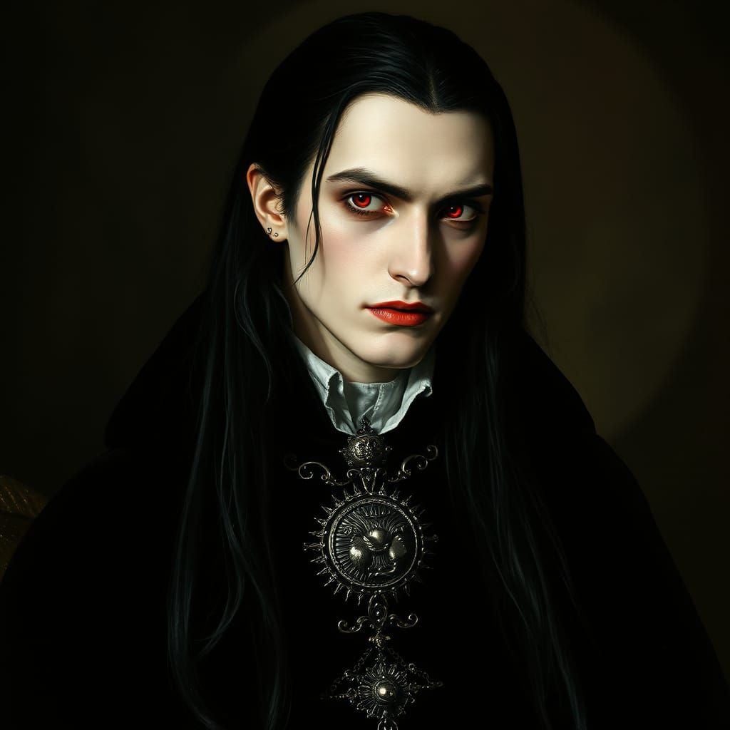Aristocratic Vampire Portrait in Gothic Baroque Style