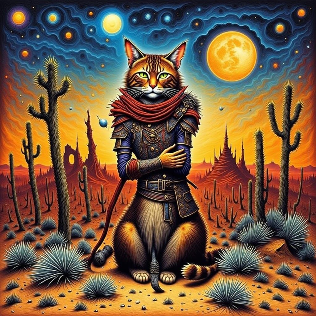 Desert Cat in Dynamic Action