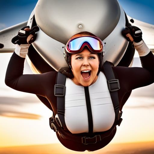 Detailed Skydiving Image of Plus Size Woman
