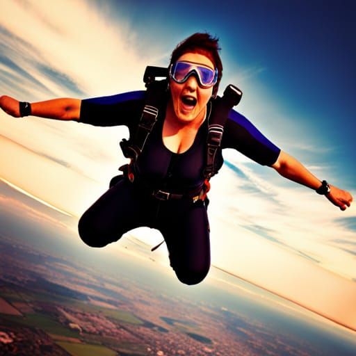 Skydiving Woman with Elaborate Detail in Unreal Engine