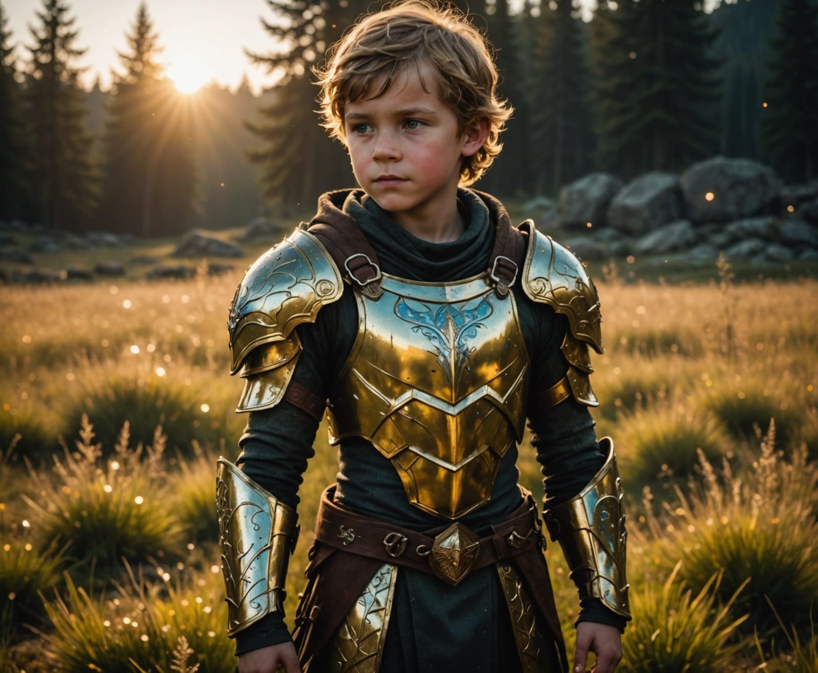 Paladin Armor in Cosmic Meadow at Golden Hour