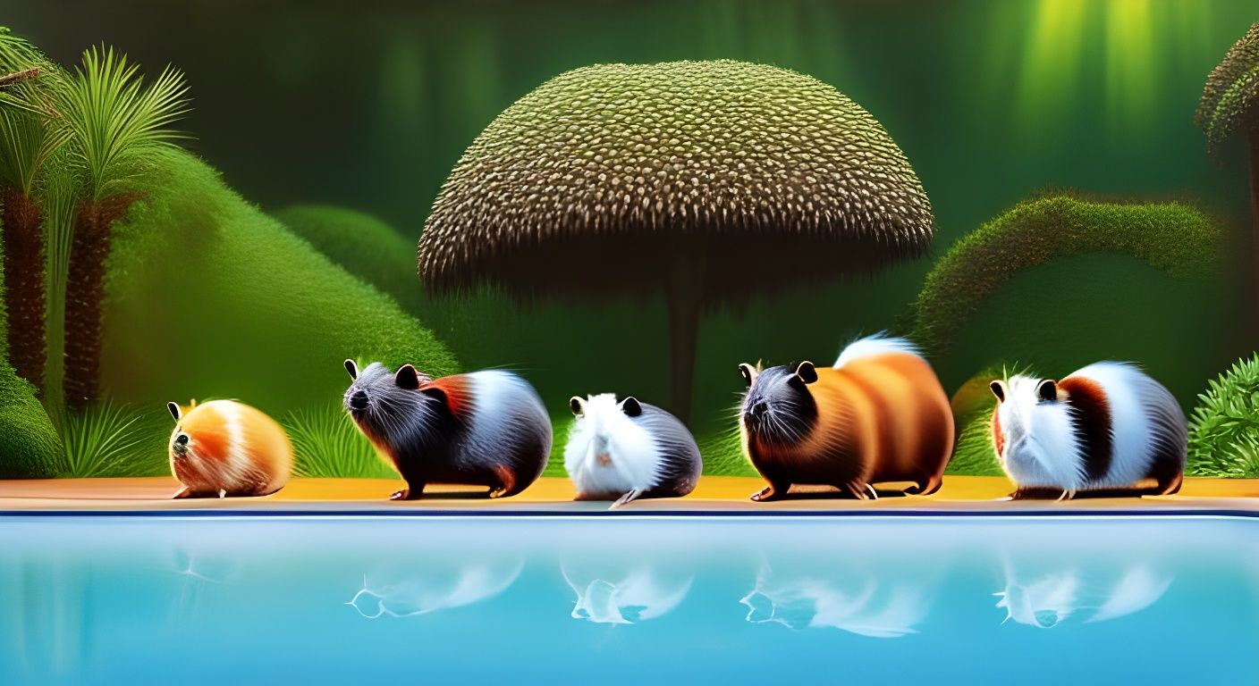 guinea pig gang by the swimming pool