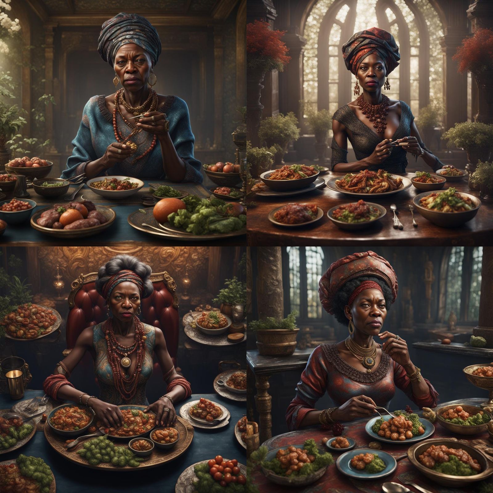 Elegant Kikuyu Woman: Detailed Matte Painting