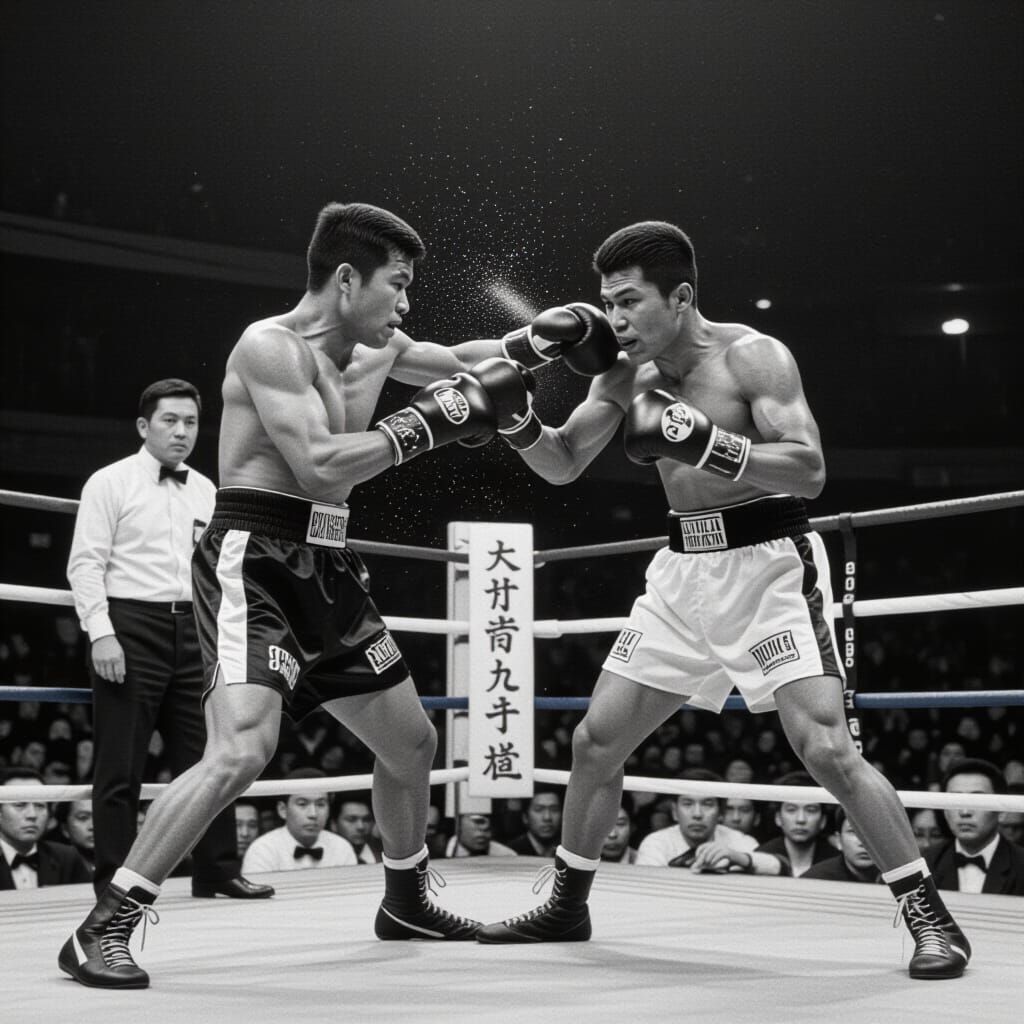 Japanese Boxer in 1960 Tokyo: A Ringside Photo