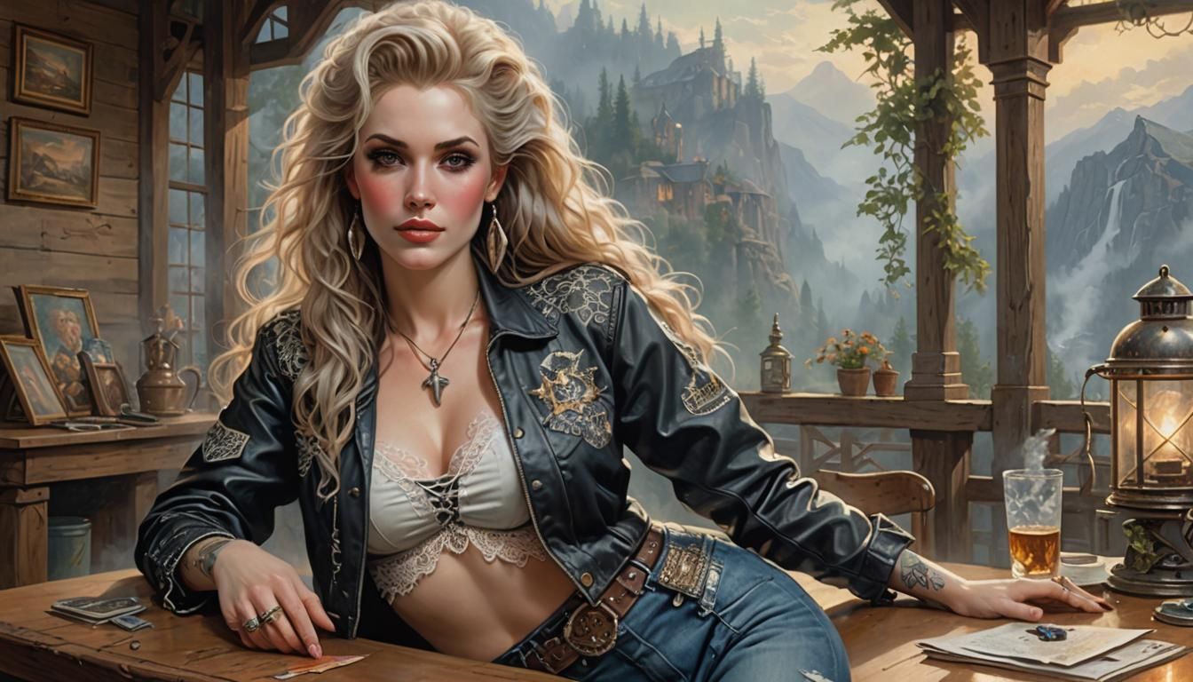 Cowgirl Lounging: Ethereal Fantasy Portrait