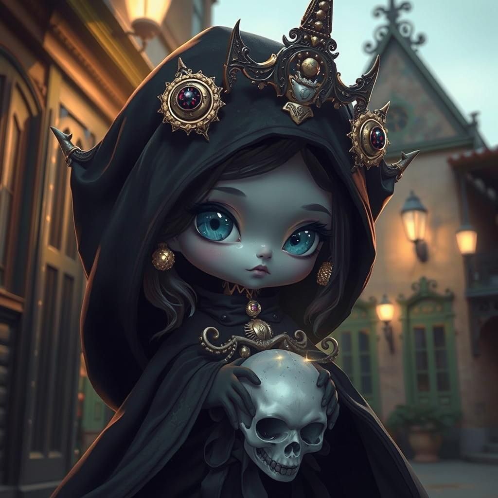 Chibi Voodoo Priestess in Maximalist Ink Flow