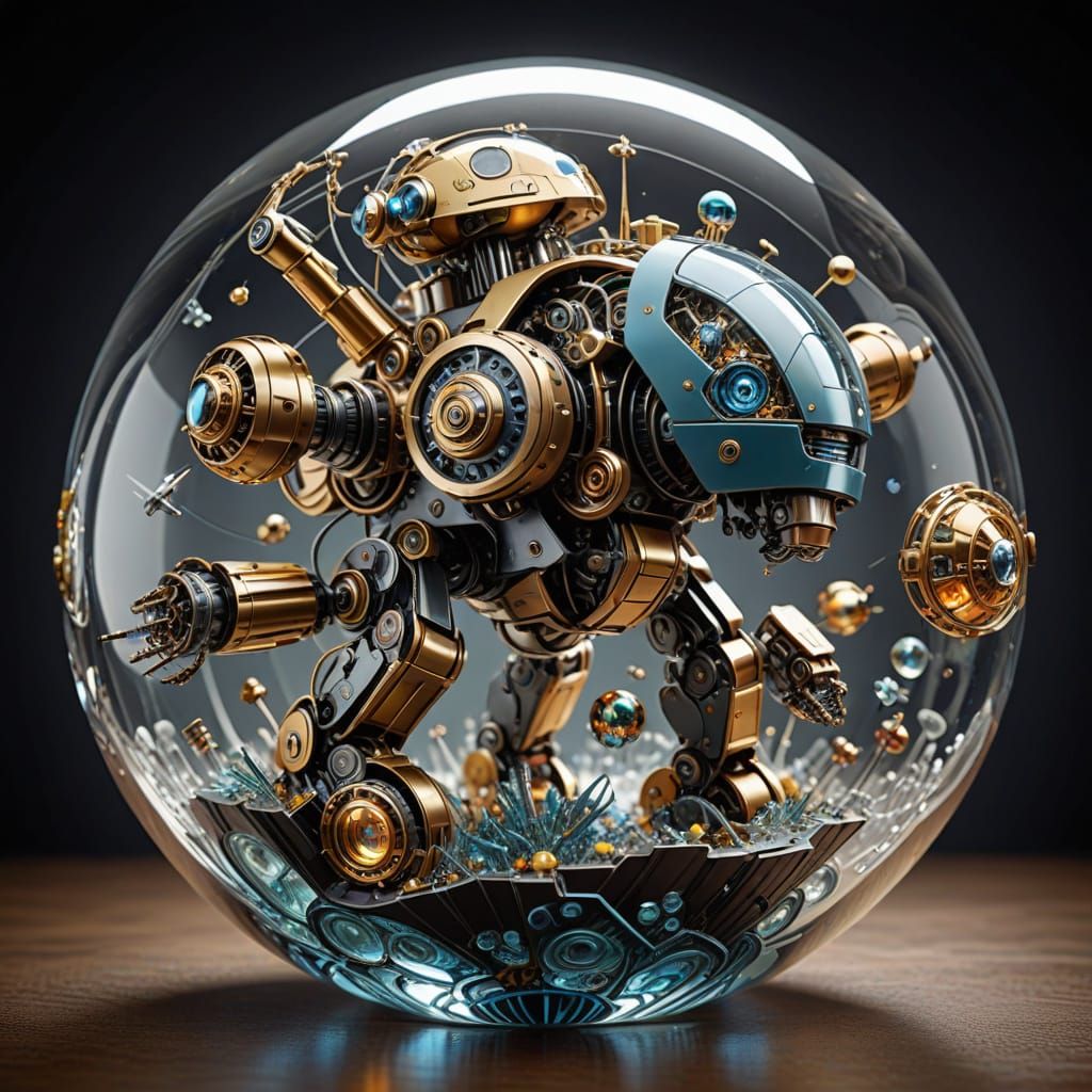 Futuristic Robots in Dazzle Armor Pattern Scramble Across Gl...