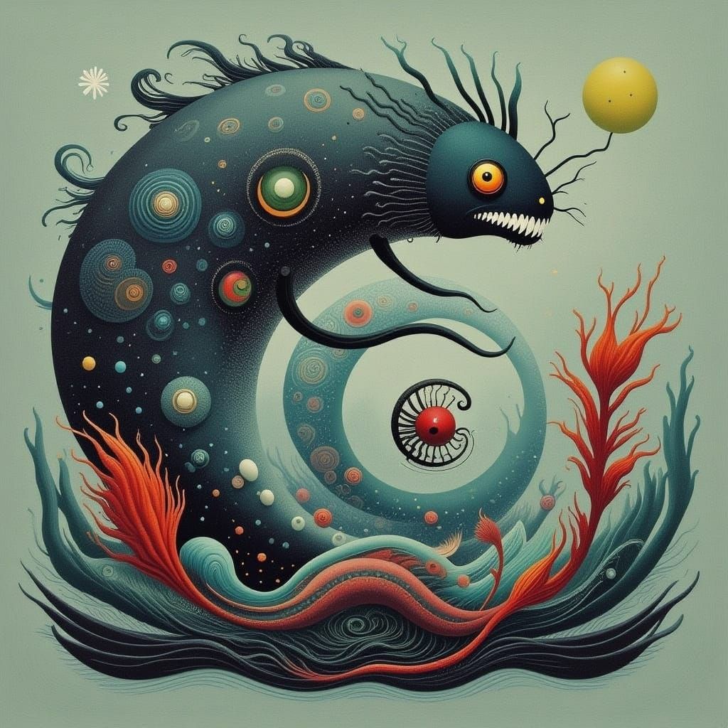 Kraken Emerges from Deep Sea, Digital Art