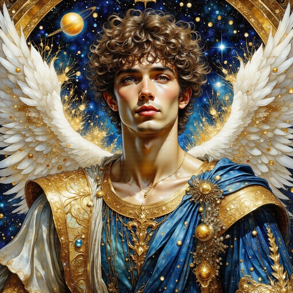 Winged Messenger in Art Nouveau Style