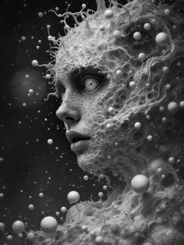 Grisaille Self-Portrait in Atmospheric Perspective