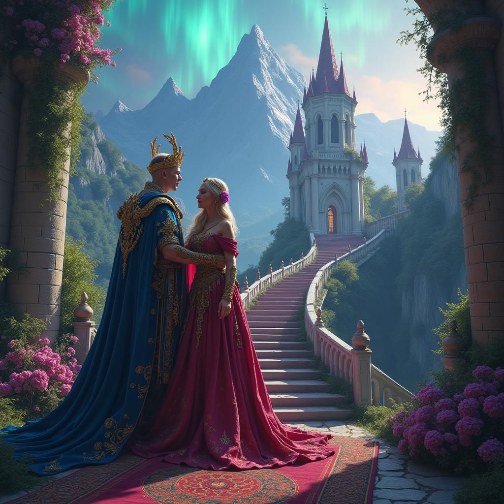Regal Lord and Lady on Castle Steps