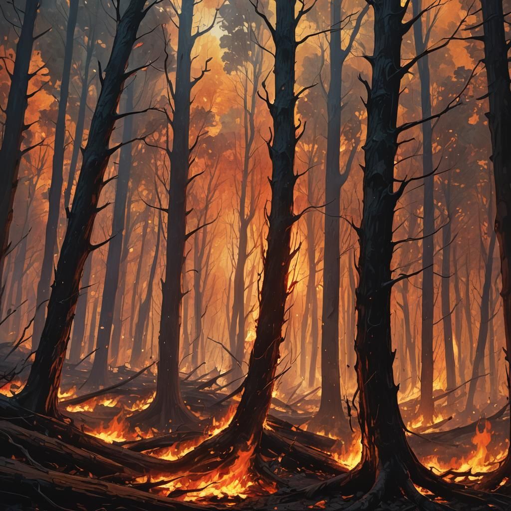 Inferno: Forest Engulfed in Flames, Abstract Expressionism