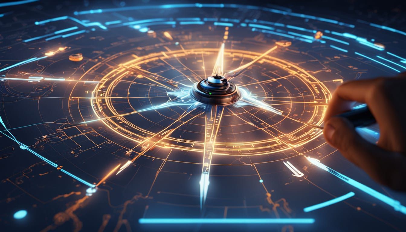 Navigator with Glowing Map: Digital Concept Art