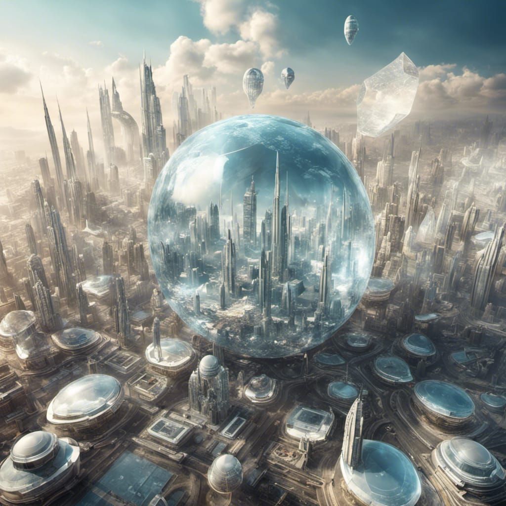 Living in a bubble. Futuristic city.
