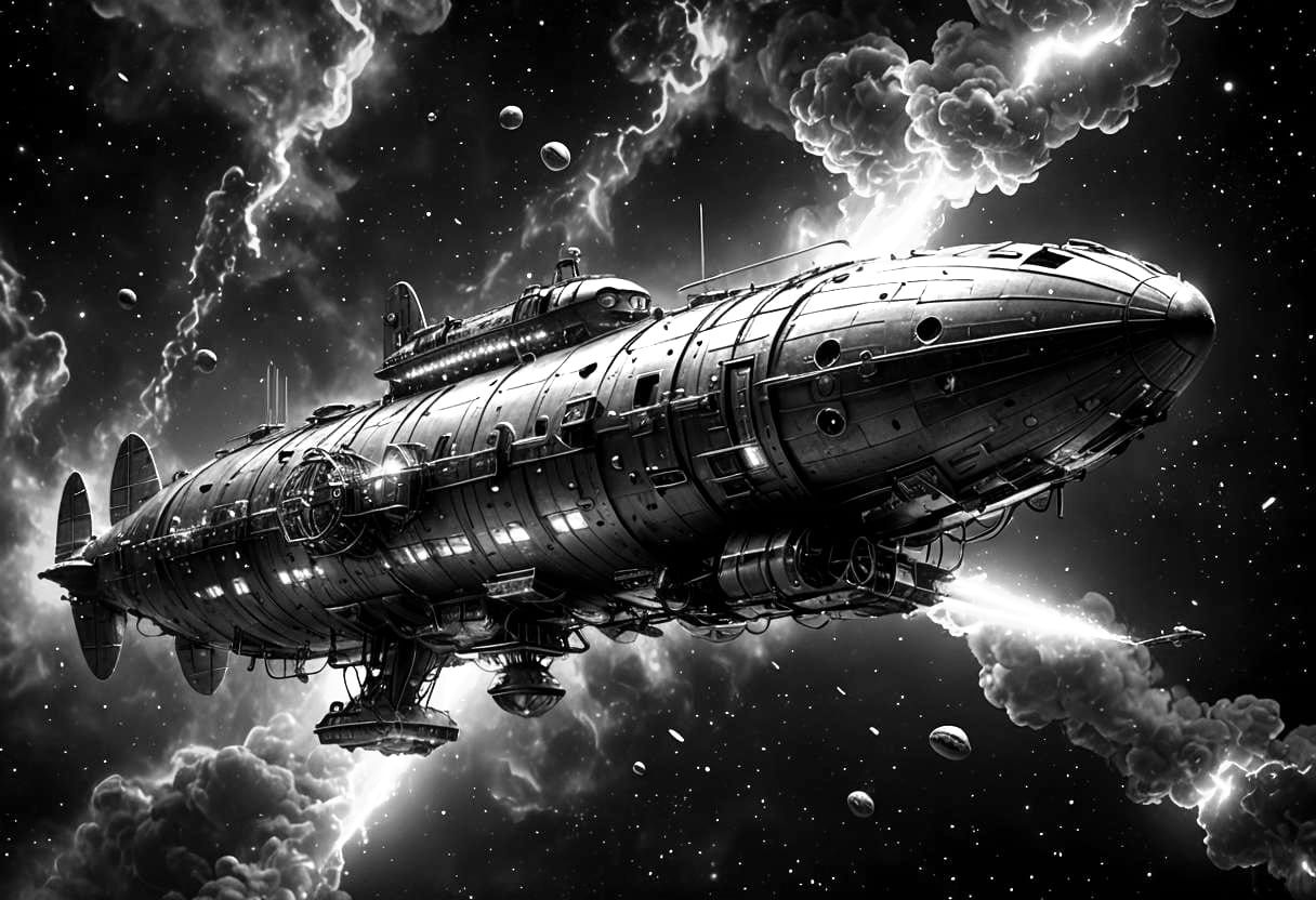 Dreadnought Airship in Deep Space Battle