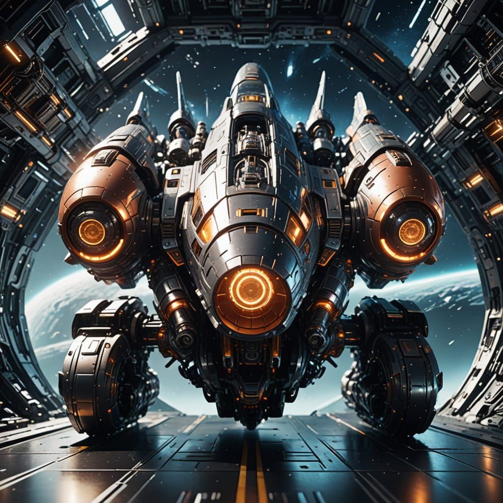 Retropunk Sci-Fi Tank in Hyperspeed Flight