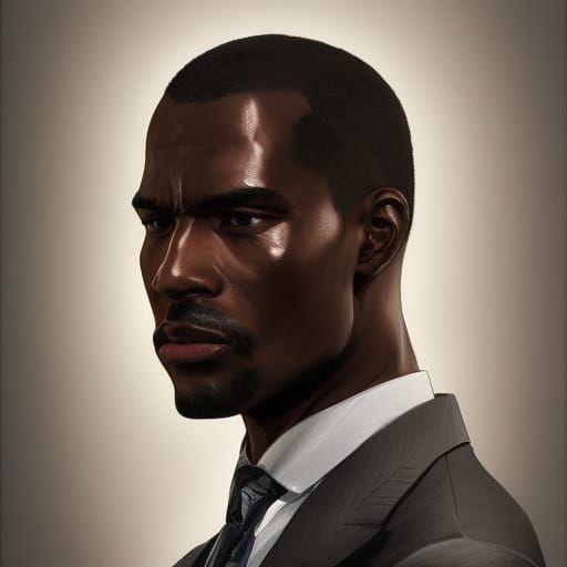 Detailed Portrait of Black Man in Suit