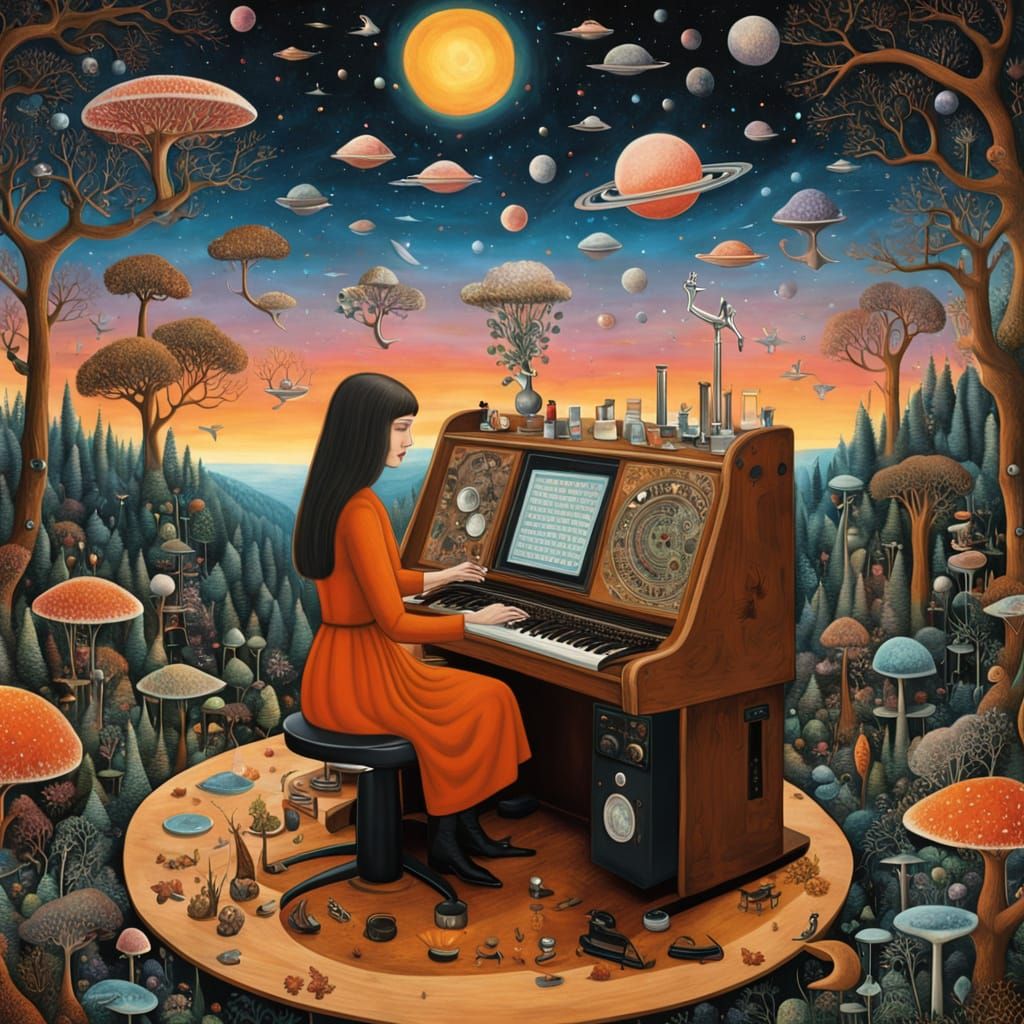 Psychedelic Utopia: Sacred Geometry in Oil Painting Style