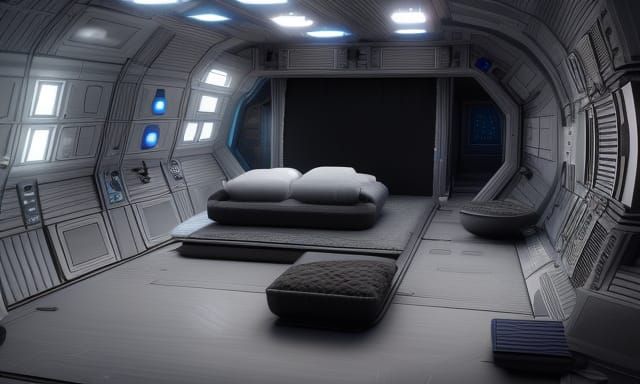 Galactic Spaceship Crew Quarters in Detailed 8K