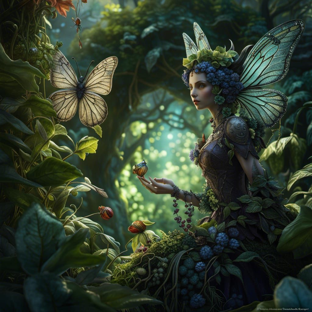 Faerie Changeling Hidden in Overgrown Garden