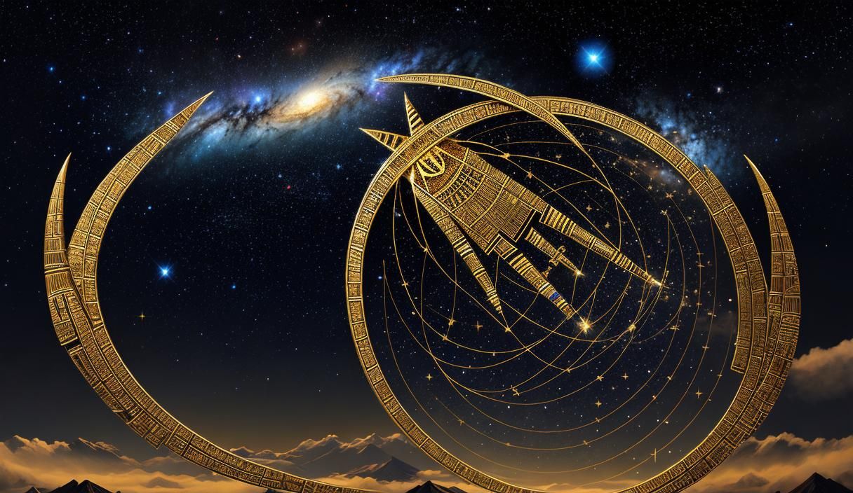 Egyptian Woman Holding Cosmic Star at Night