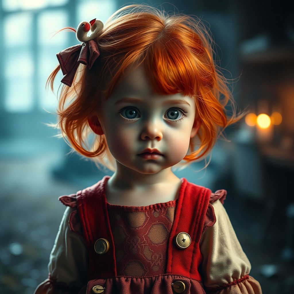 Enchanting Red-Haired Girl in Mystical Ambiance