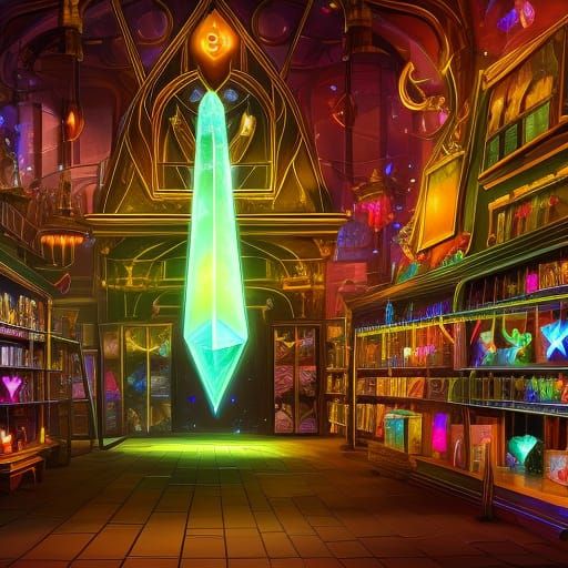 Magic Crystal Shop for Sorcerers: Hyperrealistic Concept Art