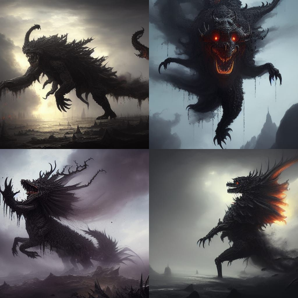 Evil Smoke Monsters in Dark Fantasy Art