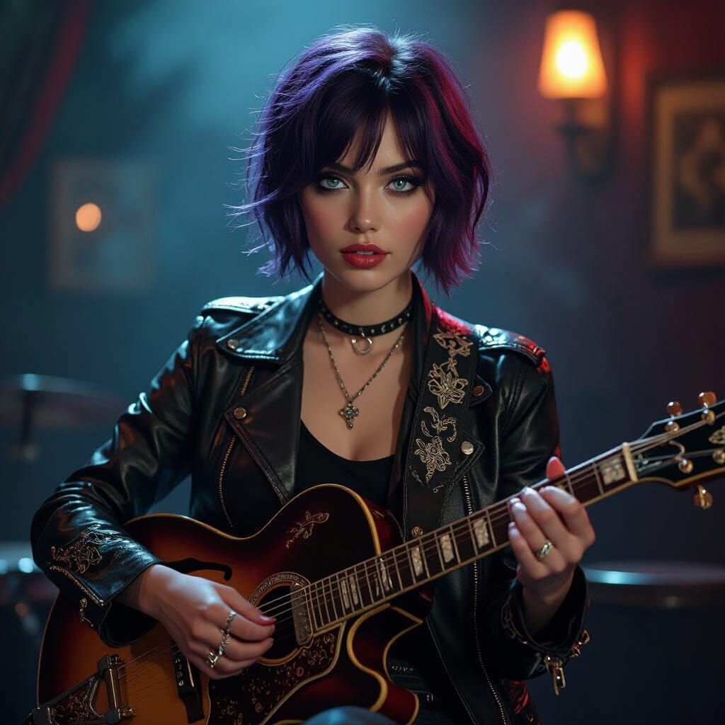 Film Noir Jazz Club Singer in Dark Fantasy Style