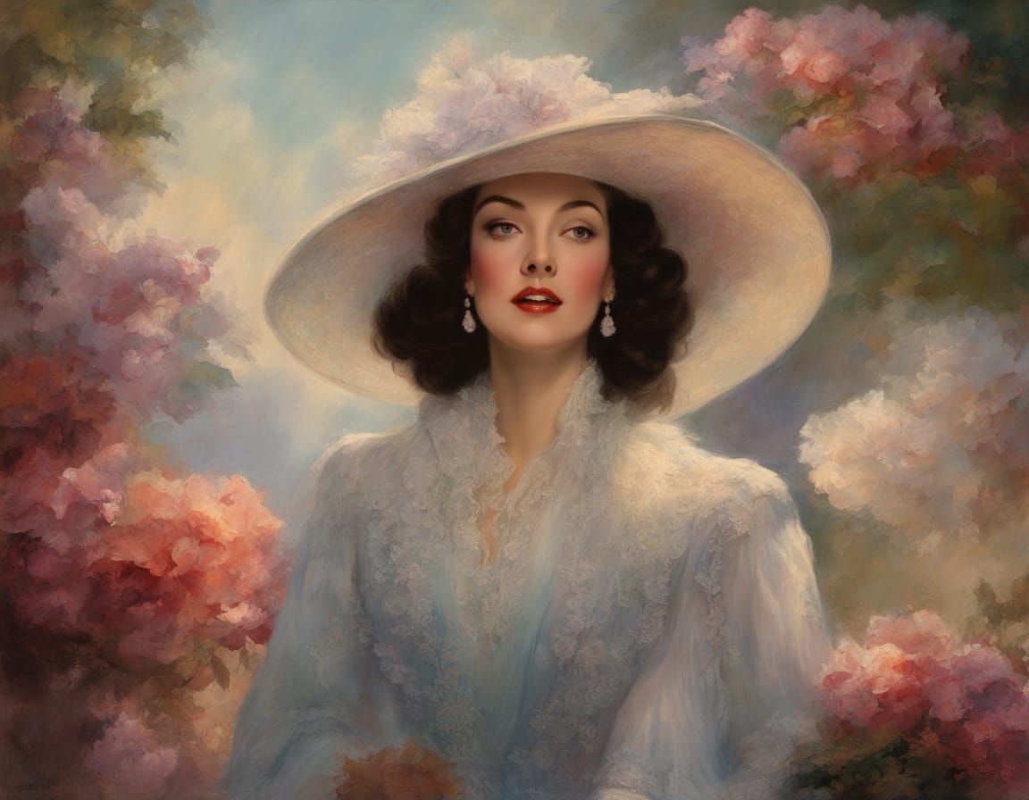 Rosalind Russell Portrait in Impasto Chalk Art Style