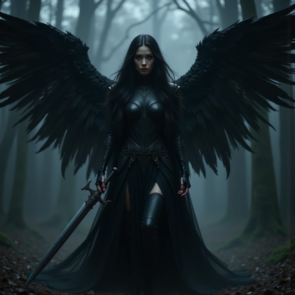 Ethereal Goddess of Darkness Emerges from Smoke
