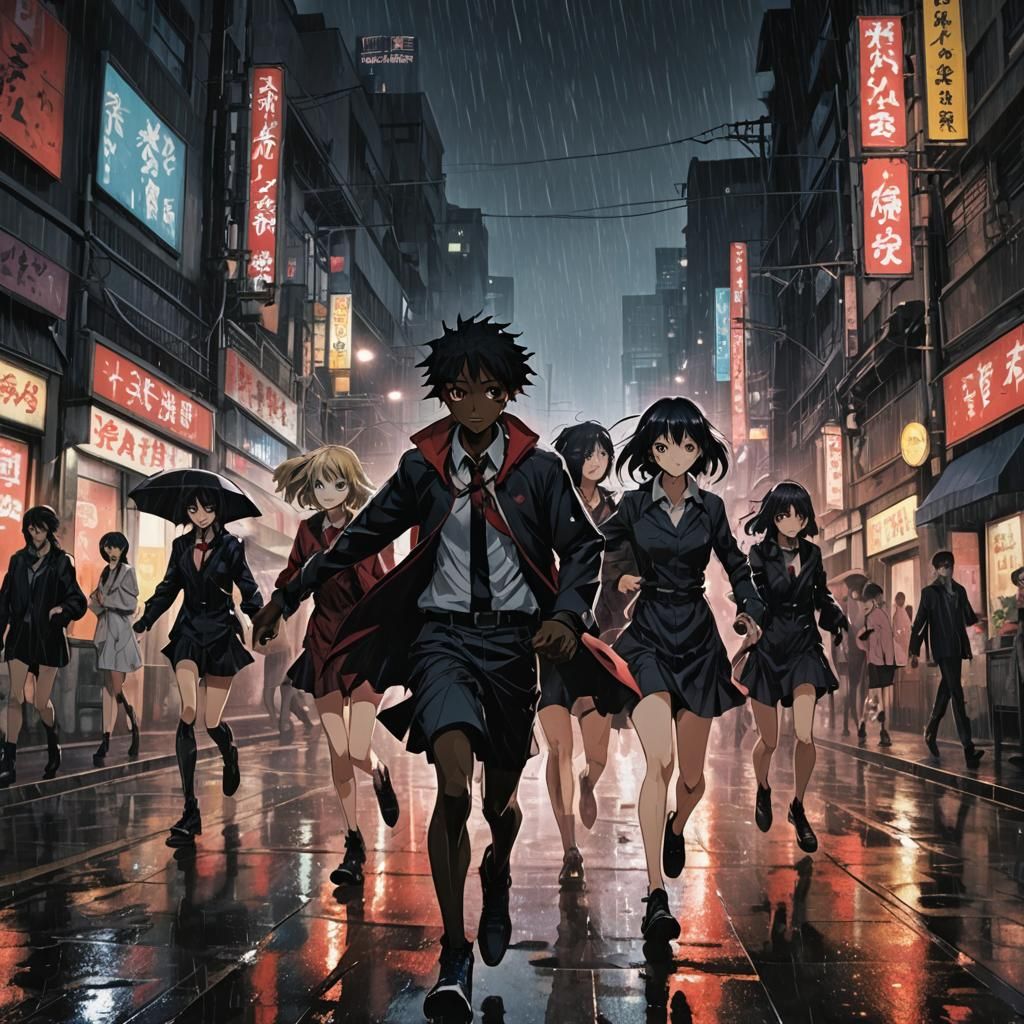 Anime Key Visual: Boy Running from Vampires