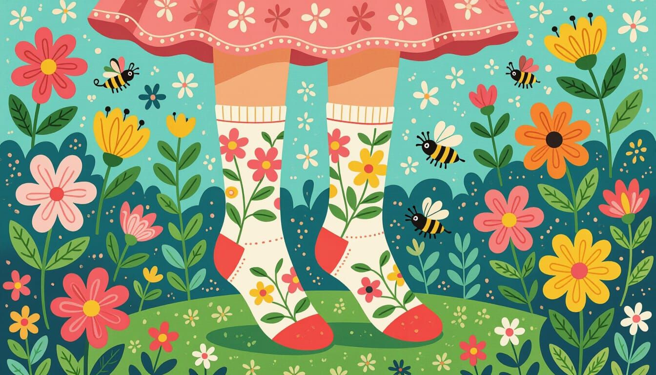 Floral Garden Socks in Whimsical Style