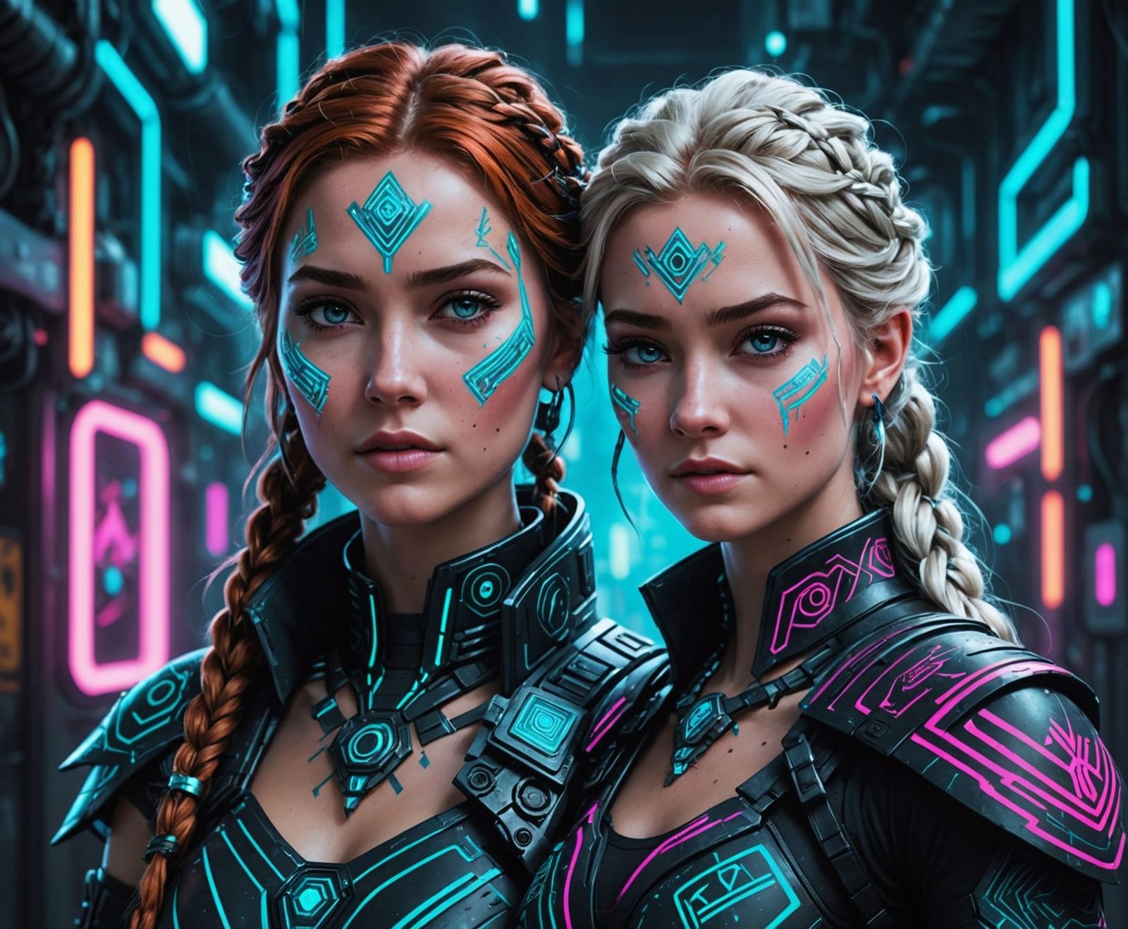 Cyberpunk Tribal Goddesses in Neon War Paint