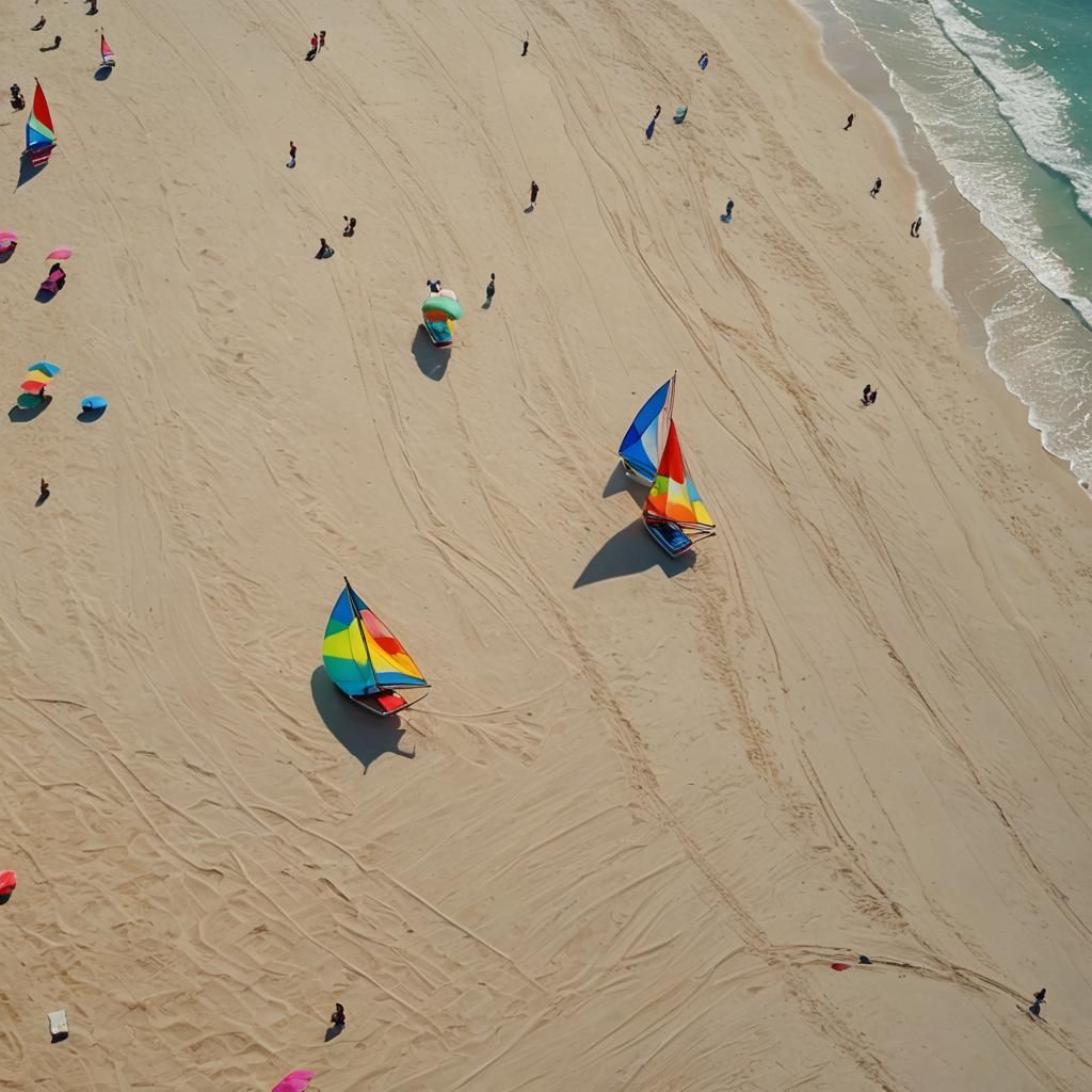 Sail Car Racing on White Sand Beach