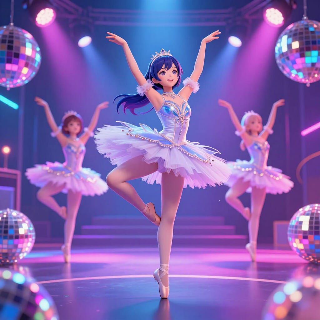 Energetic Ballet Legs Dancing in Neon Disco Glow