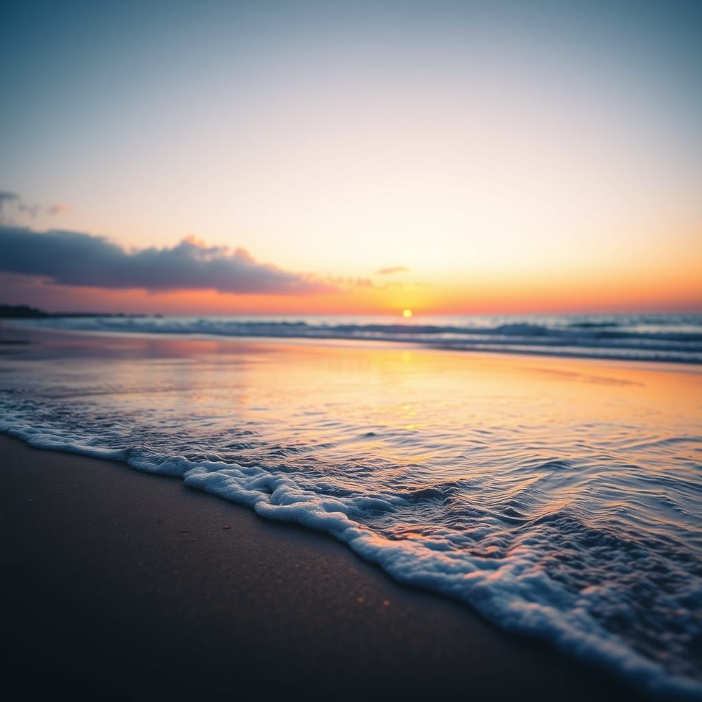 Serene Beach Sunset in Warm Hues