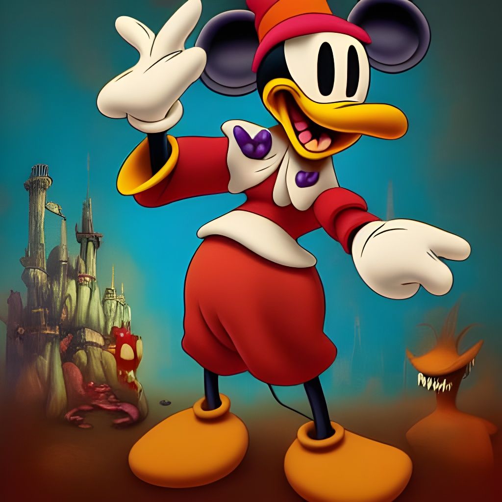 Decomposed Disney Characters in Digital Horror Art