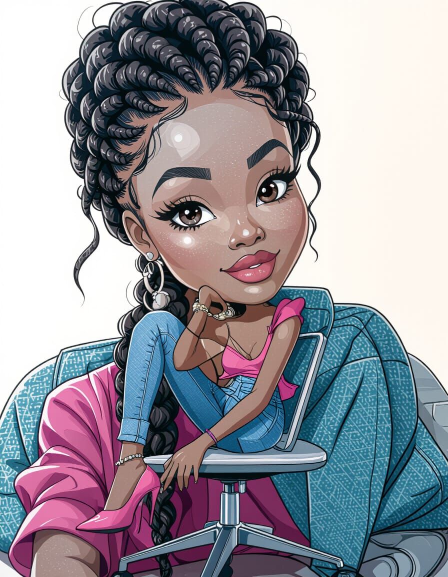 3D Animated Portrait of Stylish Woman in Office