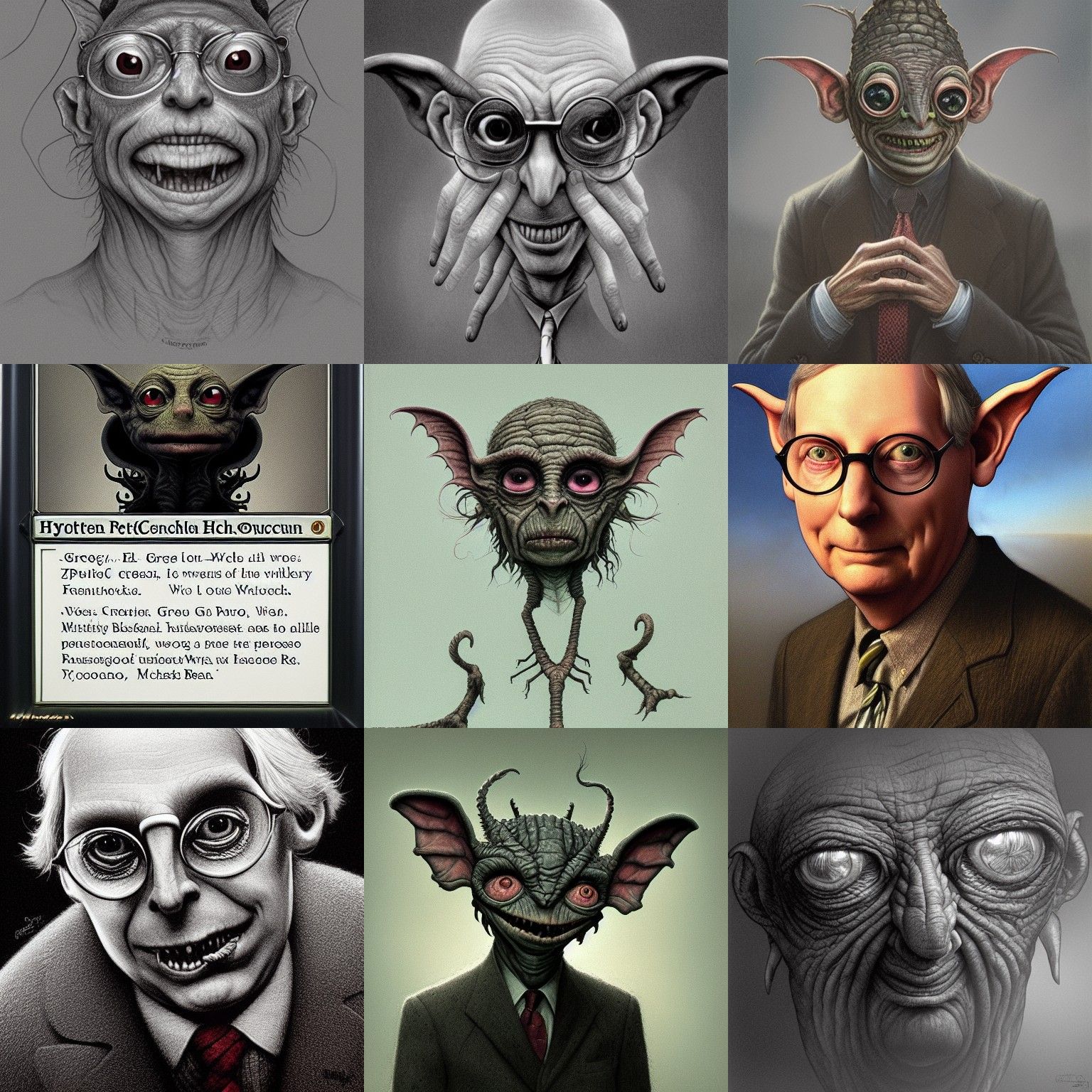 Mitch McConnell as Bug-Eyed Goblin Portrait