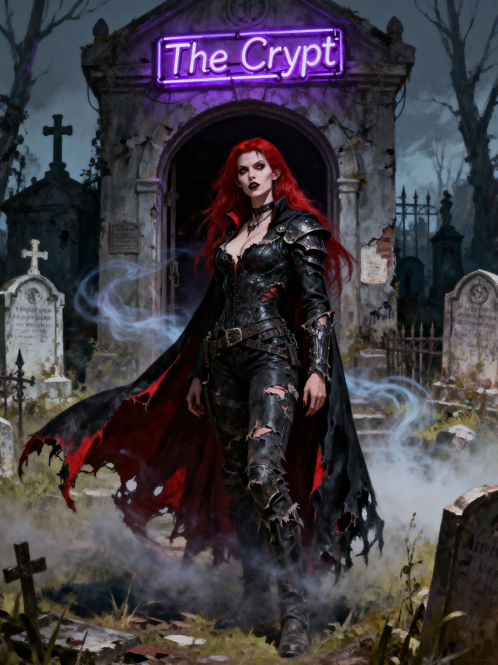 Angel of Death Vampire in Post-Apocalyptic Cemetery
