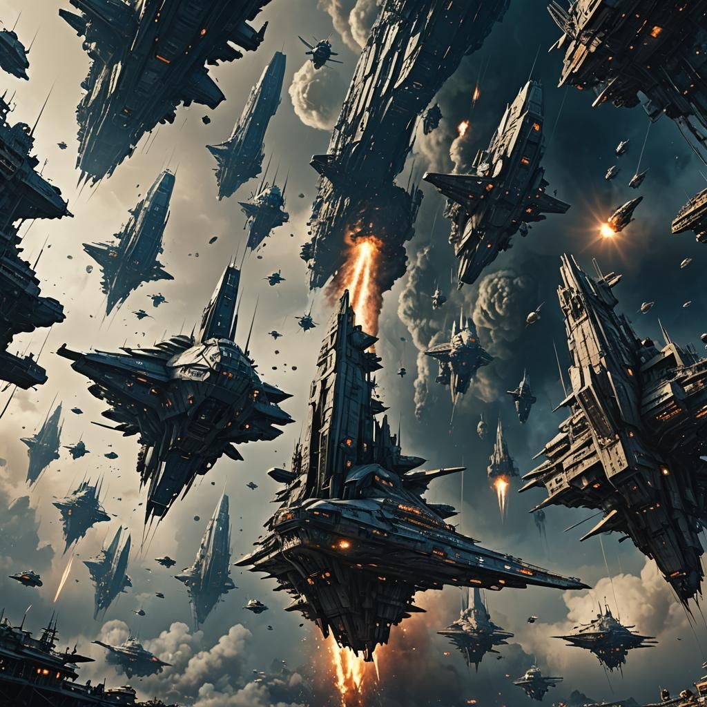 Epic Cobalt Invasion Fleet: Digital Matte Painting
