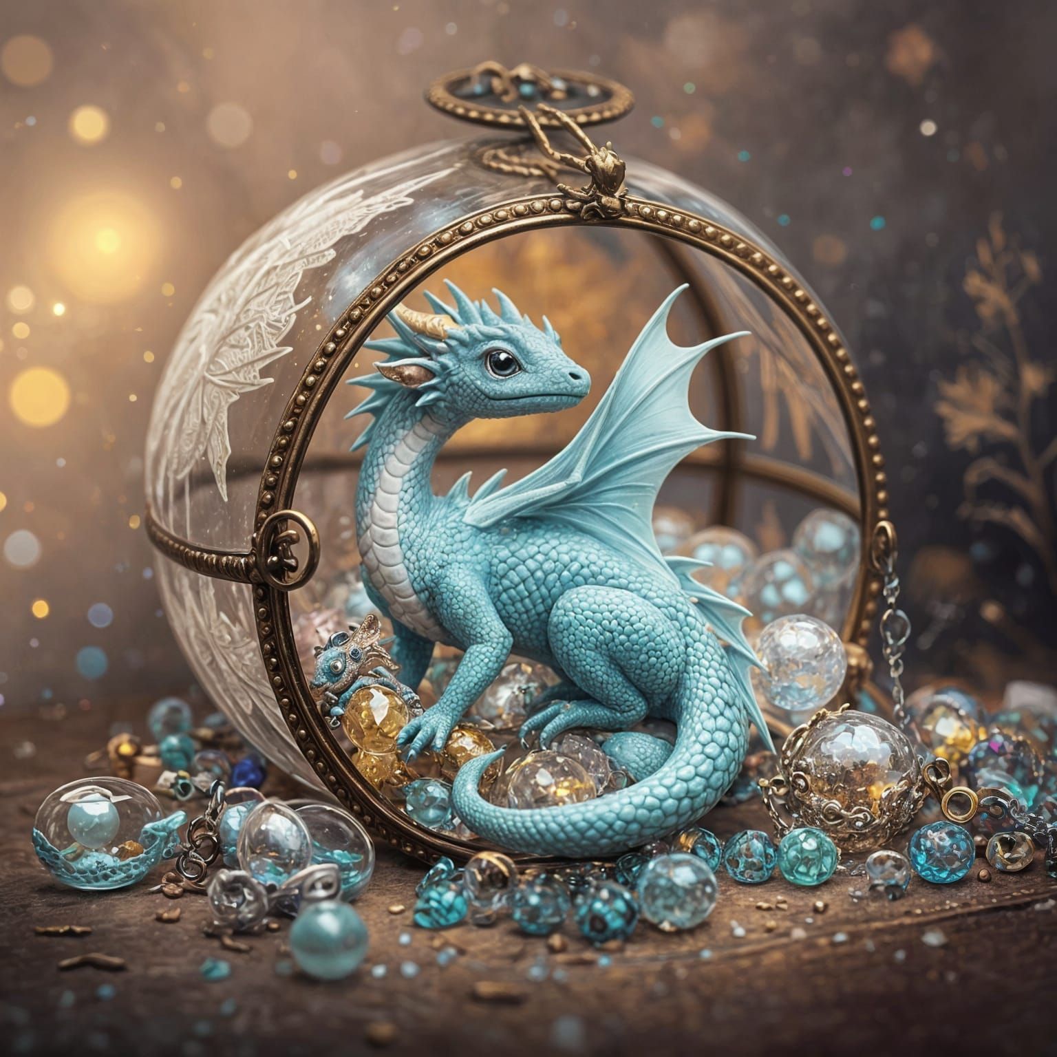 Cute Baby Dragon in Jewelry Box
