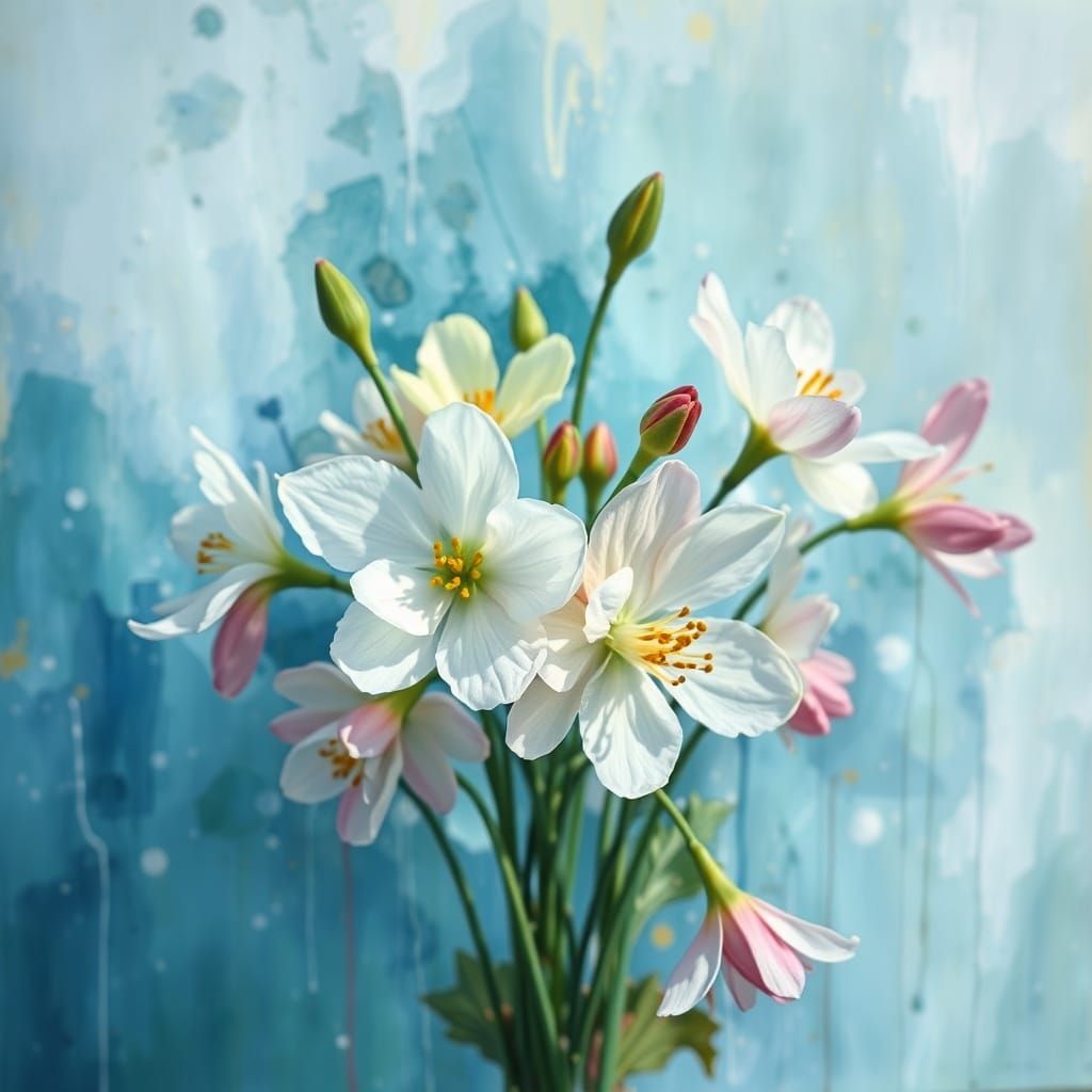 Expressive Floral Bouquet in Impasto Style