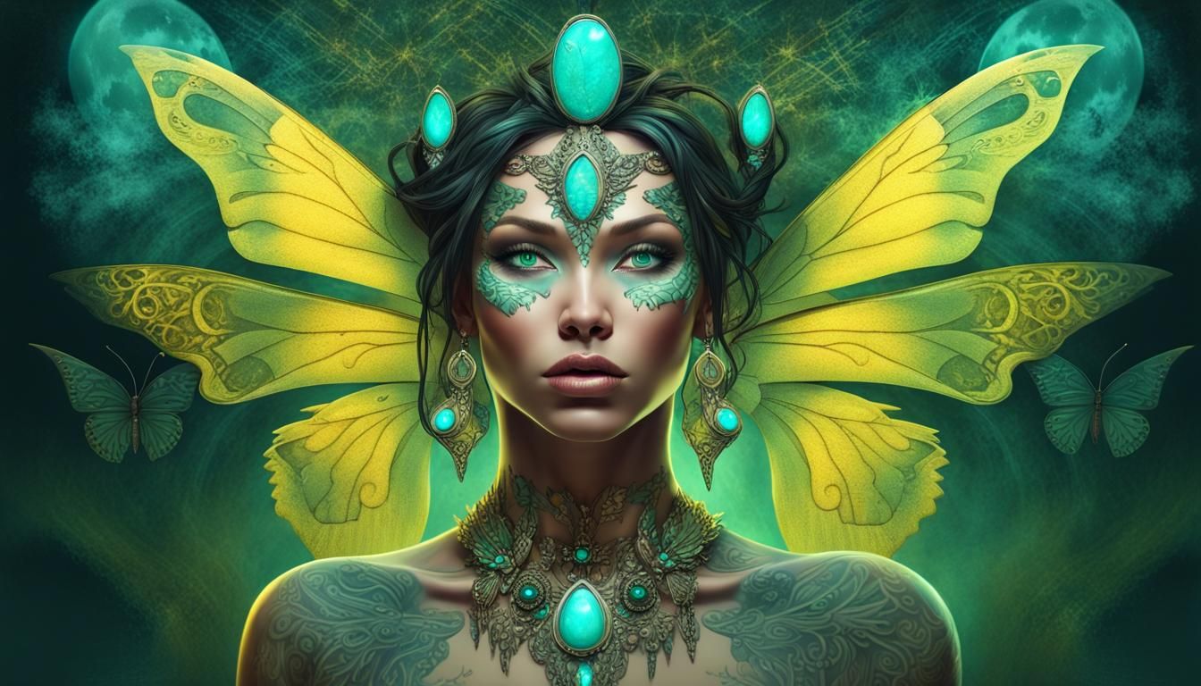 Butterfly Tattooed Shaman Angel Digital Art