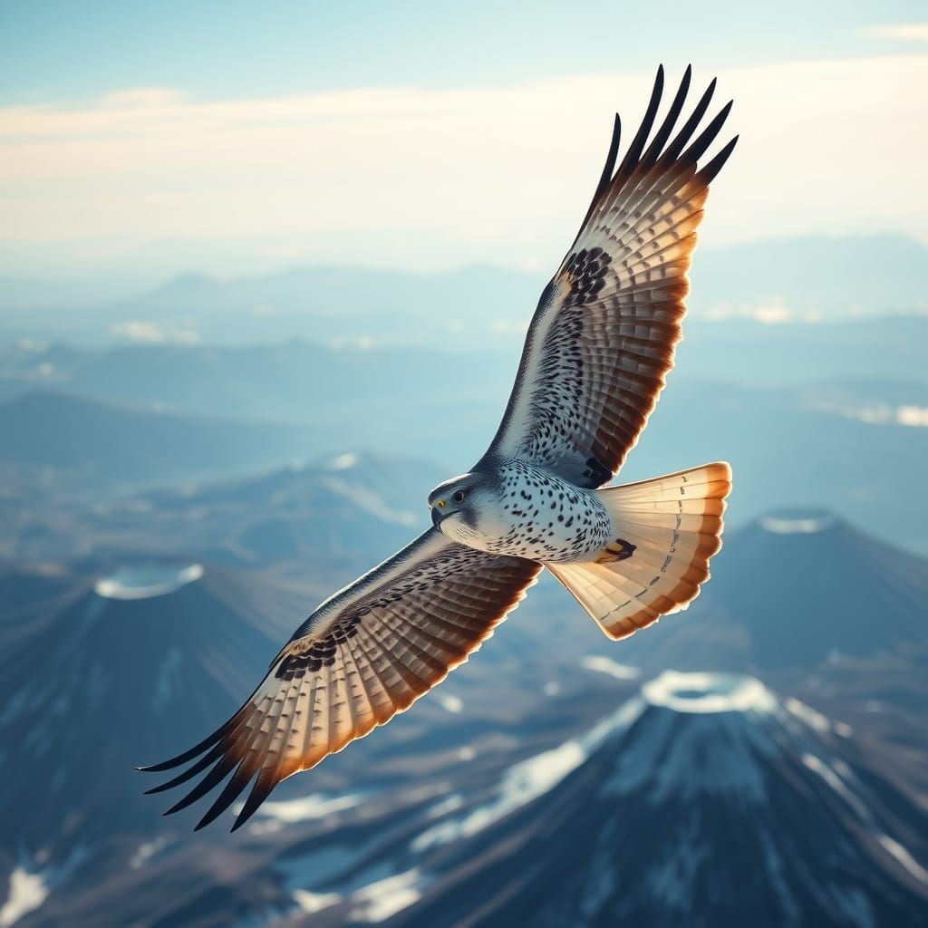 Gyrfalcon Soaring Over Kamchatka: Hyperrealistic Bird Photog...