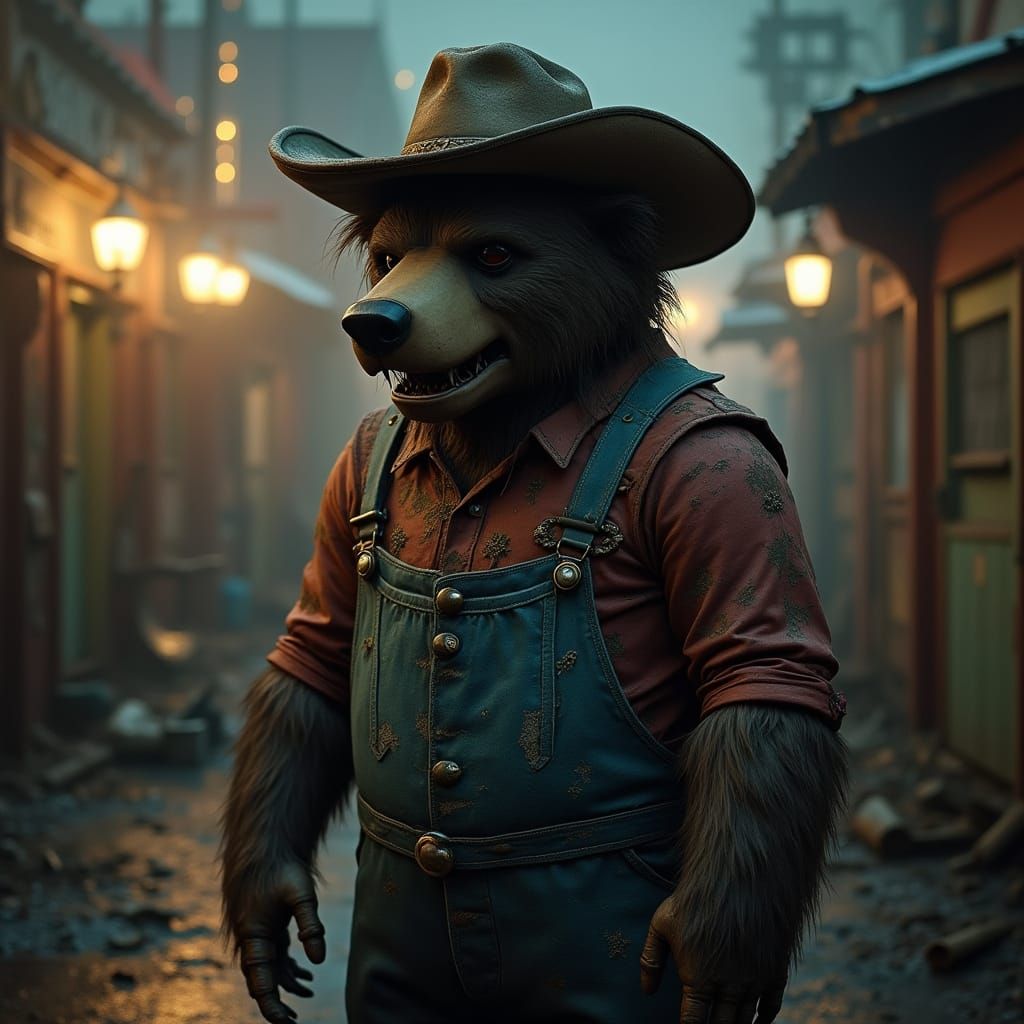 Menacing Country Bear Animatronic in Abandoned Park