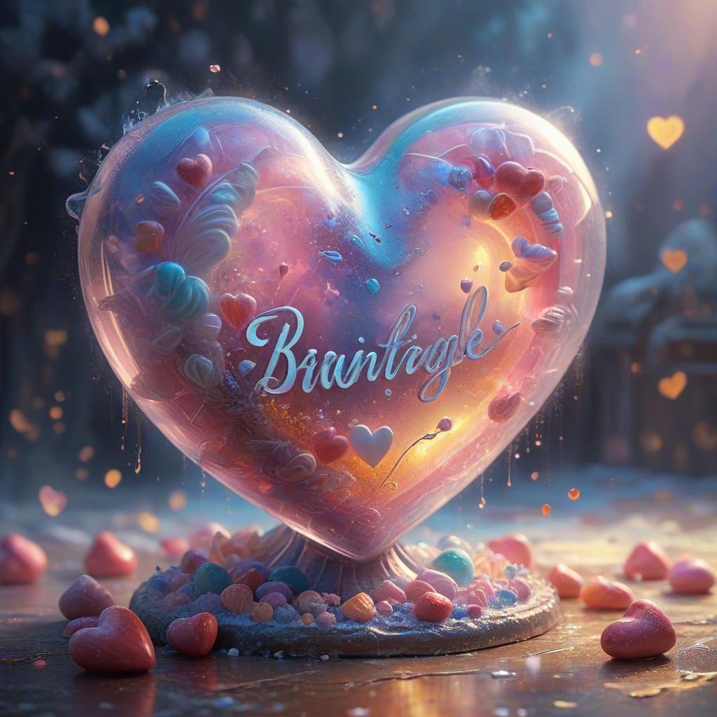 Ethereal Candy Heart Sculpture in Whimsical Thomas Kinkade S...